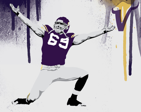 Jared Allen Minnesota Vikings Ryan Fors Design Stencil Art Poster
